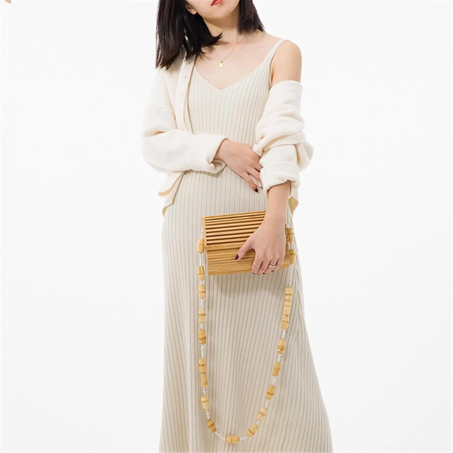 Bamboo Woven Bag Vintage Bamboo Bag Women's Weaving Bag Beach Bag Tote Handbag Beach Vacation Bag