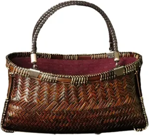 Bamboo Woven Bag Vintage Bamboo Bags Handbags Tea Set Storage Tote Tea Bag Beach Vacation Bag
