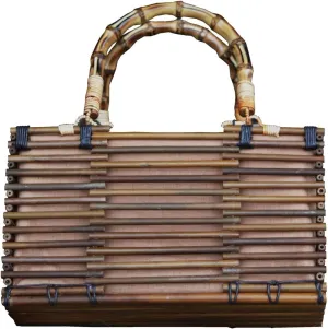 Bamboo Woven Bag Women's Bamboo Bag Handheld Storage Bag Beach Bag Beach Vacation Bag