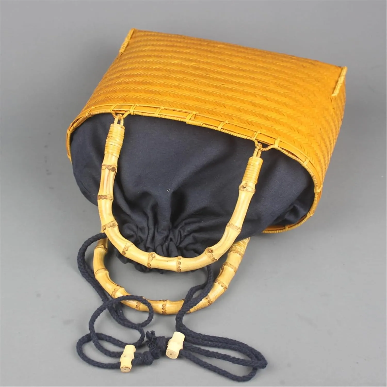 Bamboo Woven Bag Women's Vintage Bamboo Bag Woven Tea Storage Bag Beach Vacation Bag