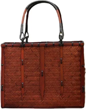 Bamboo Woven Bag Woven Bag Women's Basket Woven Basket Handheld Bag Beach Vacation Bag