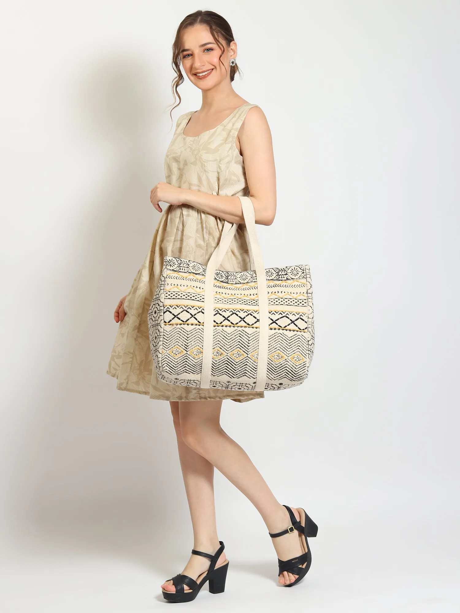 BANIAS - HAND BLOCK COTTON PRINTED TOTE BAG