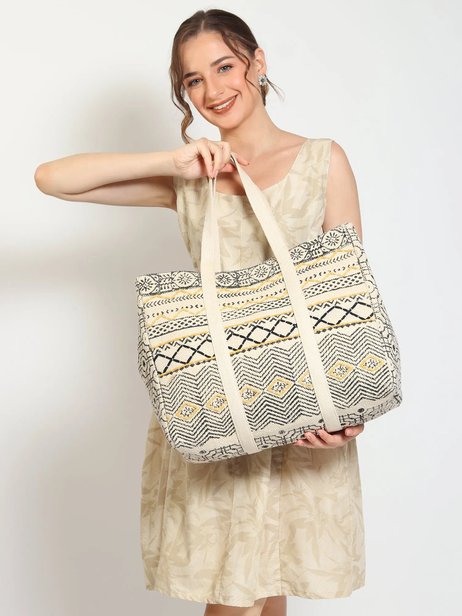 BANIAS - HAND BLOCK COTTON PRINTED TOTE BAG