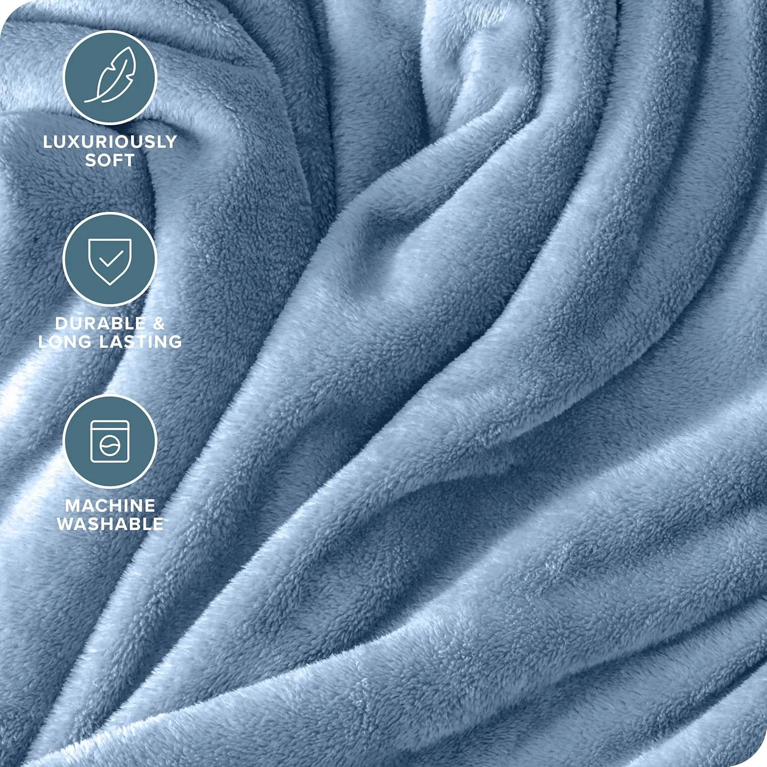 Bare Home Fleece Blanket - Full/Queen - Coronet Blue - Lightweight Throw for Bed, Sofa, Couch, Movie Night, Camping, and Travel - Microplush - Cabin Blanket (Full/Queen, Coronet Blue)