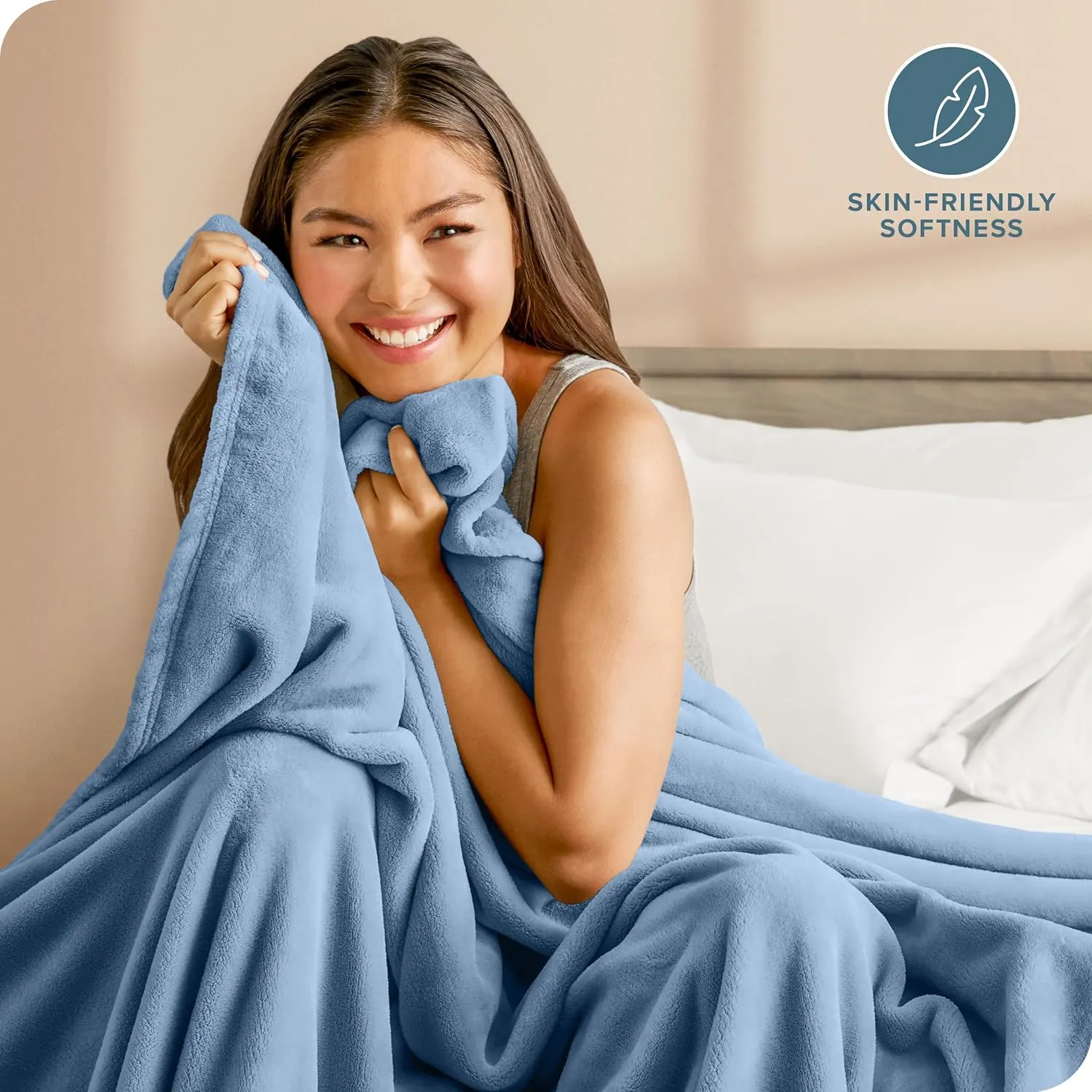 Bare Home Fleece Blanket - Full/Queen - Coronet Blue - Lightweight Throw for Bed, Sofa, Couch, Movie Night, Camping, and Travel - Microplush - Cabin Blanket (Full/Queen, Coronet Blue)