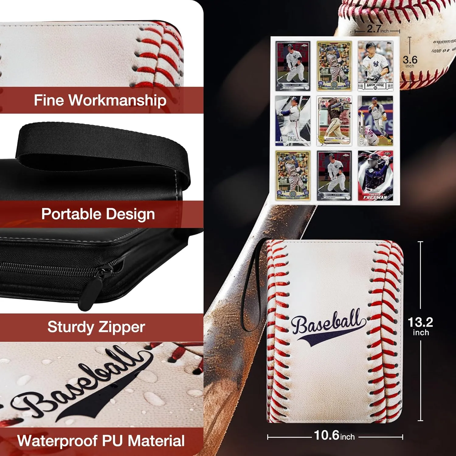 Baseball Card Binder,2024-2025 Sports Trading Card with Sleeves Holder Album,990 Pockets Baseball Card Holder Sheets Display Storage Protectors for Collectors Boys and Girls Gift