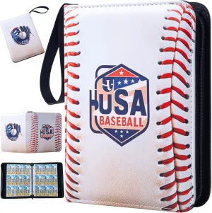 Baseball Card Binder,9 Pocket Sports Card Binder with 50 Removable Sleeves Can Hold 900 Cards,3-Ring Zipper Baseball Card Album for Standard Size Cards,Game Cards, Sports Cards 2024