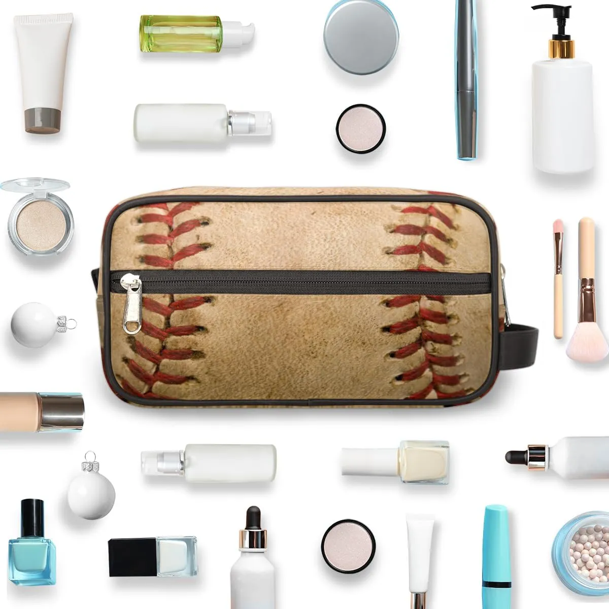 Baseball Retro Travel Toiletry Bag for Boys Men, Waterproof Hanging Dopp Kit for Women, Shaving Bag with Large Capacity for Travel,Sports Shower