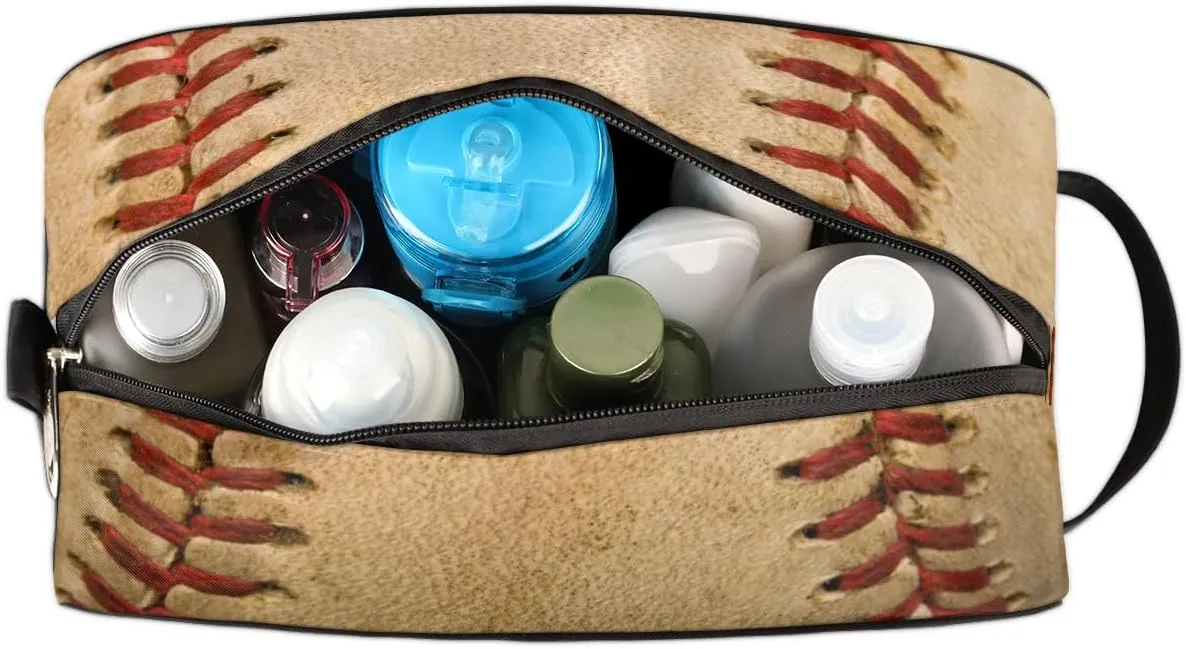 Baseball Retro Travel Toiletry Bag for Boys Men, Waterproof Hanging Dopp Kit for Women, Shaving Bag with Large Capacity for Travel,Sports Shower