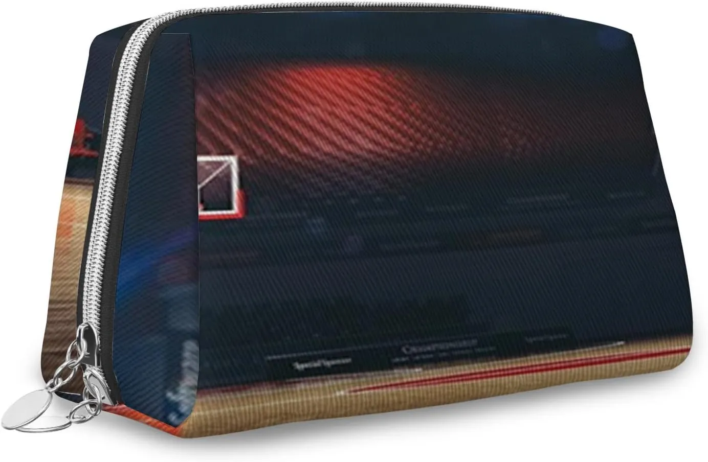 Basketball Court,Makeup Bags for Women,Picture of Basketball Court Sport,Leather Cosmetic Bag Toiletry Bag Travel Case Waterproof Makeup Pouch,Red,M