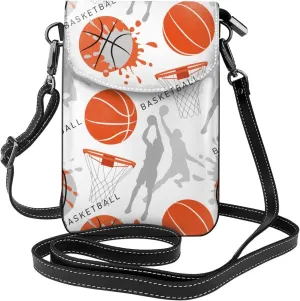 Basketball Shooting Small Crossbody Bags for Women Travel Cell Phone Pouch PU Leather Cross Body Bag Adjustable Shoulder Strap Phone Purses Lightweight Wallet Purse with Credit Card Slots