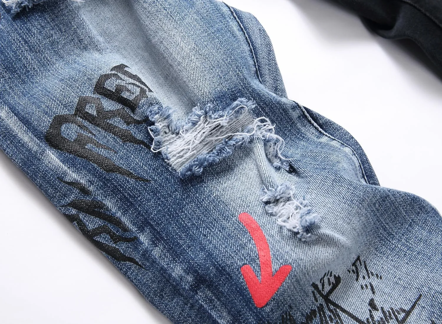 Baylvn Men's Designer Straight Slim Fit Patchwork Jeans Comfort Skinny Biker Denim Pants