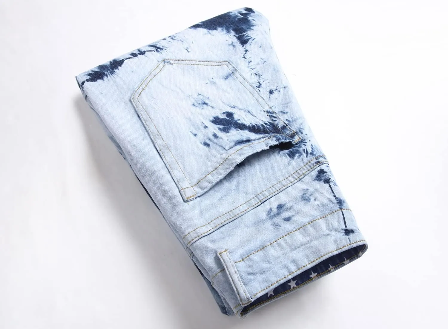 Baylvn Men's Designer Straight Slim Fit Patchwork Jeans Comfort Skinny Biker Denim Pants