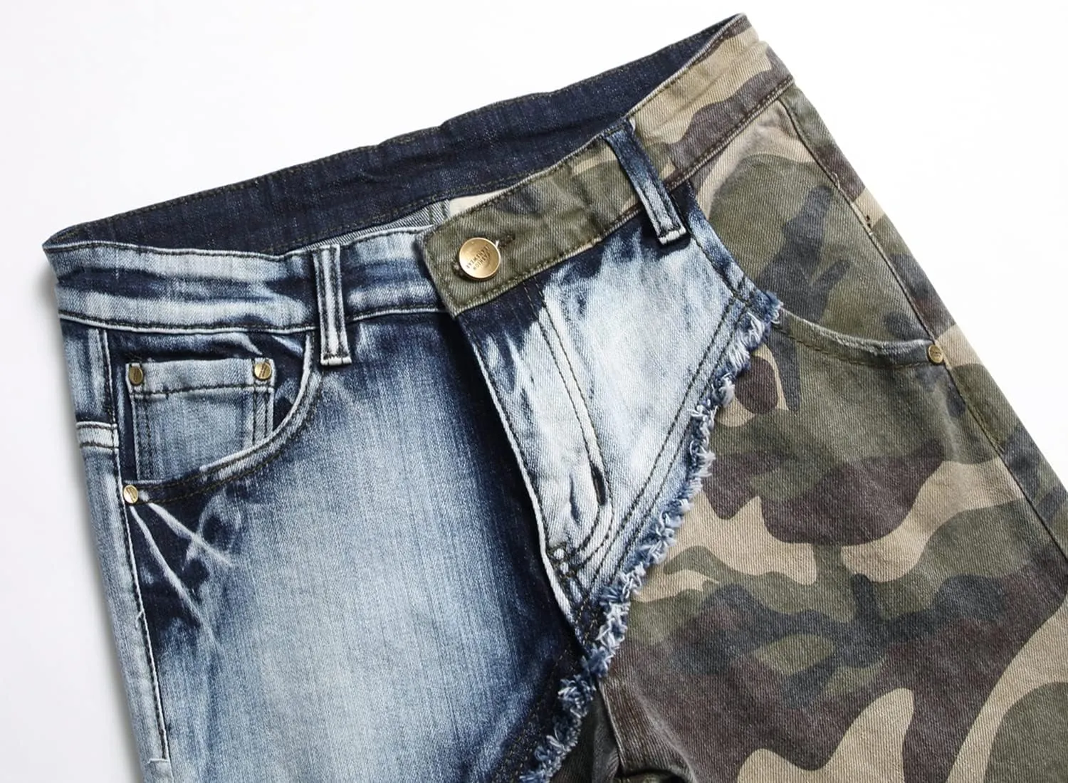 Baylvn Men's Designer Straight Slim Fit Patchwork Jeans Comfort Skinny Biker Denim Pants