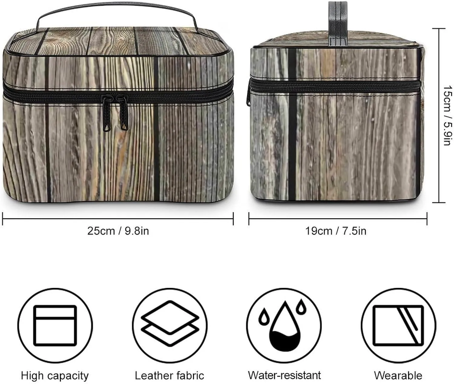 Beautiful Authentic Looking Wood Large Capacity Soft And High-value Practical Makeup And Wash Bag