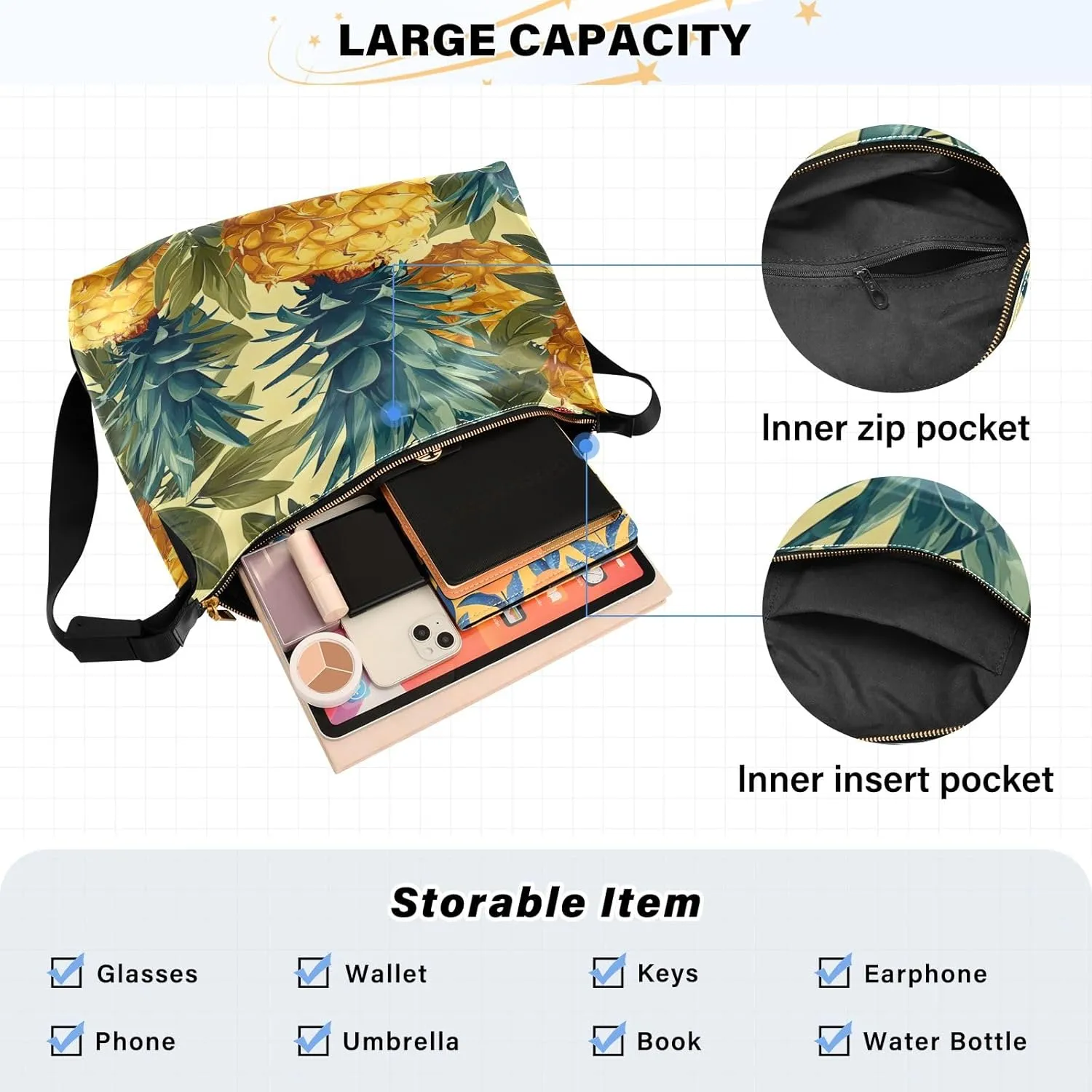 Beautiful Looking Galaxy Bag with Zipper for Women, Crossbody Large Leather Bag, Soft Leather Crossbody Bag