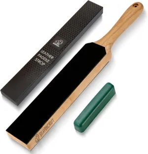 BeaverCraft Leather Strop Kit with Sharpening Polishing Compound Knife Stropping Block 14" Knife Sharpener Leather Strop for Knife LS6P1 Stropping Kit