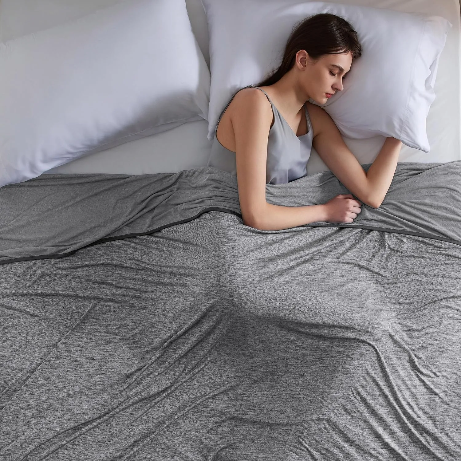 Bedsure Cooling Blanket Queen Size for Hot Sleepers - Spring Summer Blanket for Queen Size Bed with Rayon Derived from Bamboo, Ice Cool Cold Arc-Chill Thin Summer Bedding Essentials, 90x90