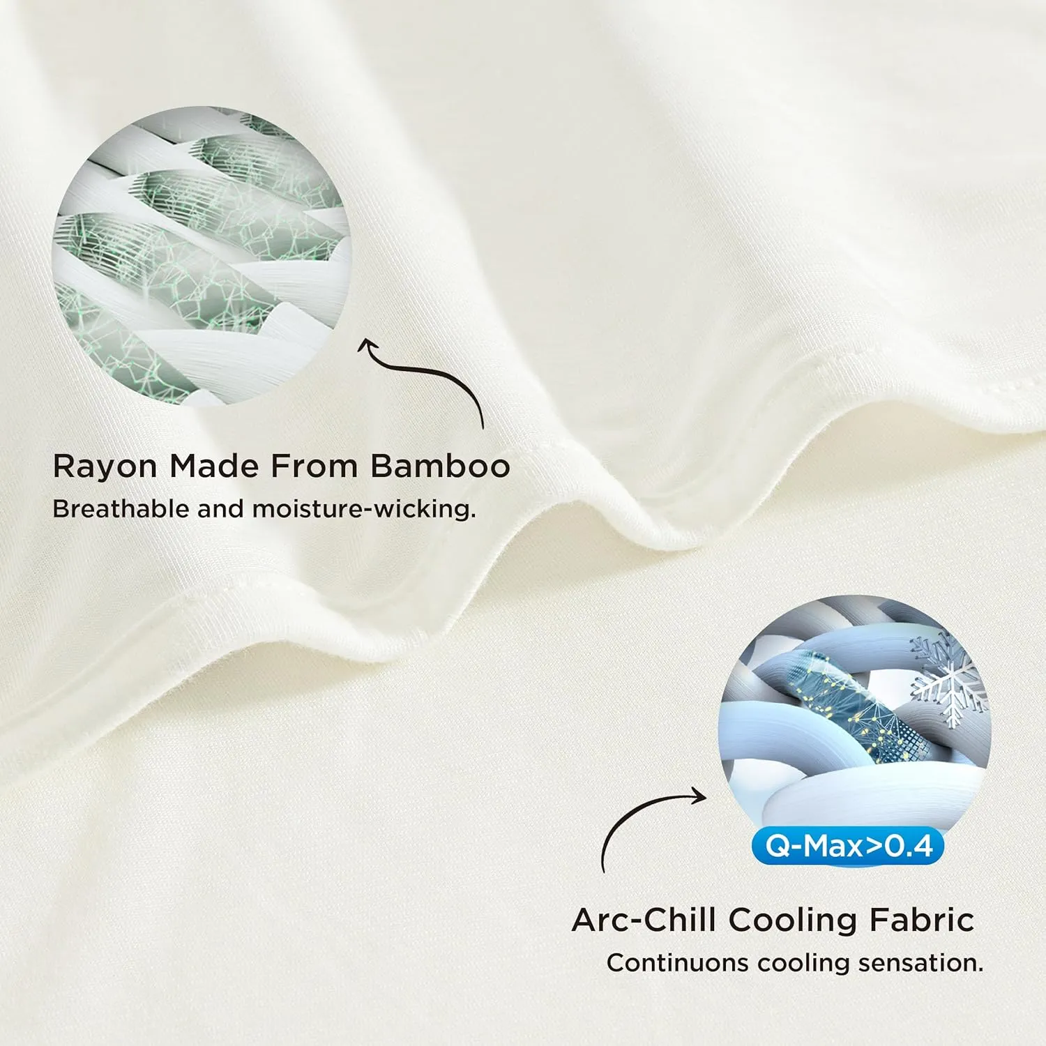 Bedsure Off White Cooling Blanket Queen Size for Hot Sleepers - Spring Summer Blanket for Queen Size Bed with Rayon Derived from Bamboo, Ice Cool Cold Arc-Chill Thin Summer Bedding Essentials, 90x90