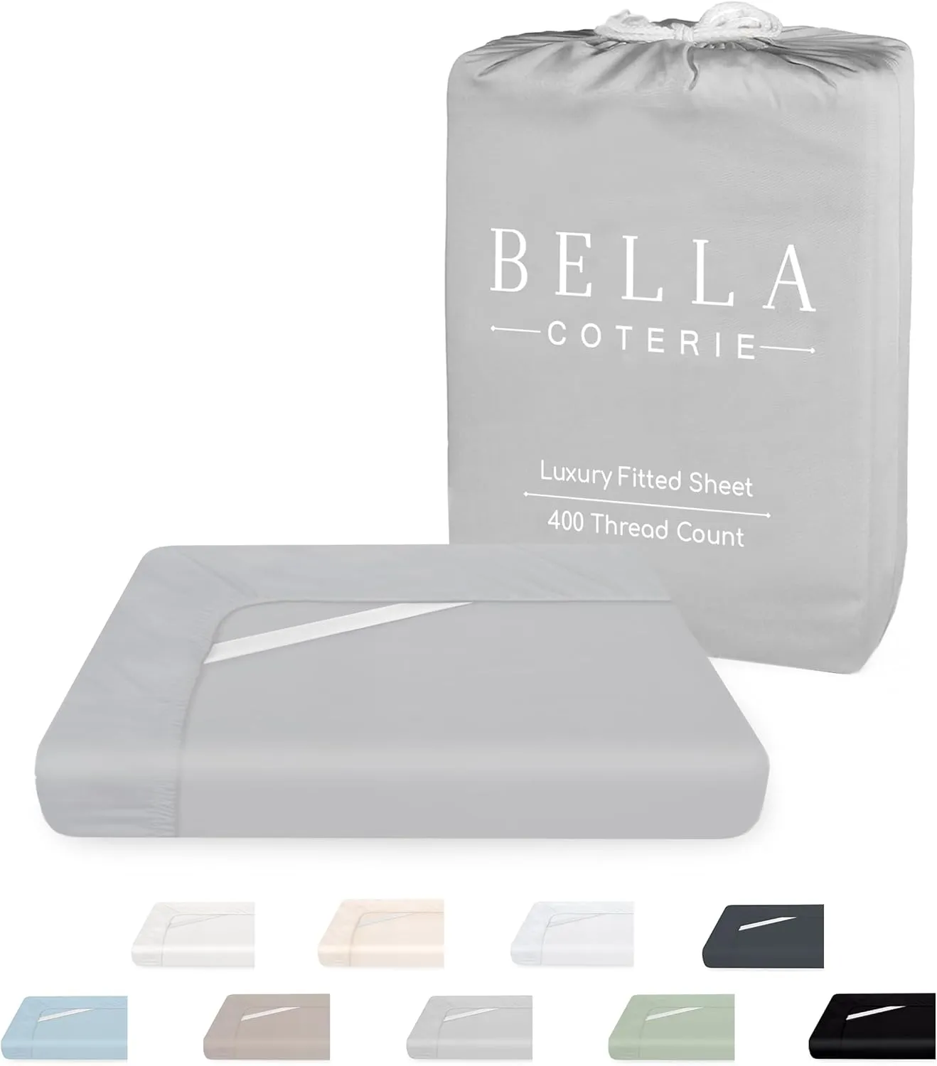 Bella Coterie Luxury Bamboo King Size Fitted Sheet | 100% Organically Grown Bamboo Viscose | Ultra Soft | Cooling for Hot Sleepers | 18" Deep Pocket [Grey Mist]
