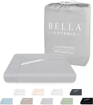 Bella Coterie Luxury Bamboo King Size Fitted Sheet | 100% Organically Grown Bamboo Viscose | Ultra Soft | Cooling for Hot Sleepers | 18" Deep Pocket [Grey Mist]