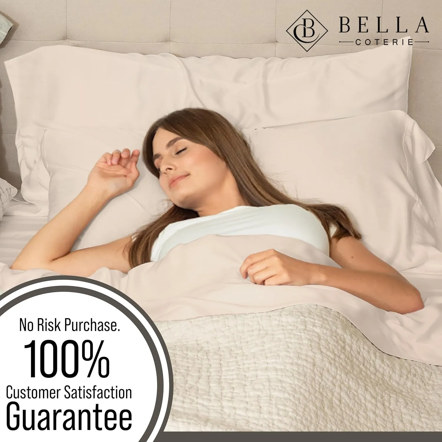Bella Coterie Luxury Bamboo Viscose King Size Sheet Set | 100% Organically Grown | Ultra Soft | Cooling for Hot Sleepers | 18" Deep Pocket [Champagne]