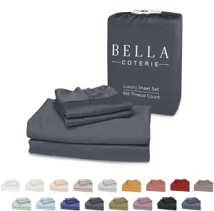 Bella Coterie Luxury Bamboo Viscose King Size Sheet Set | 100% Organically Grown | Ultra Soft | Cooling for Hot Sleepers | 18" Deep Pocket [Charcoal Grey]