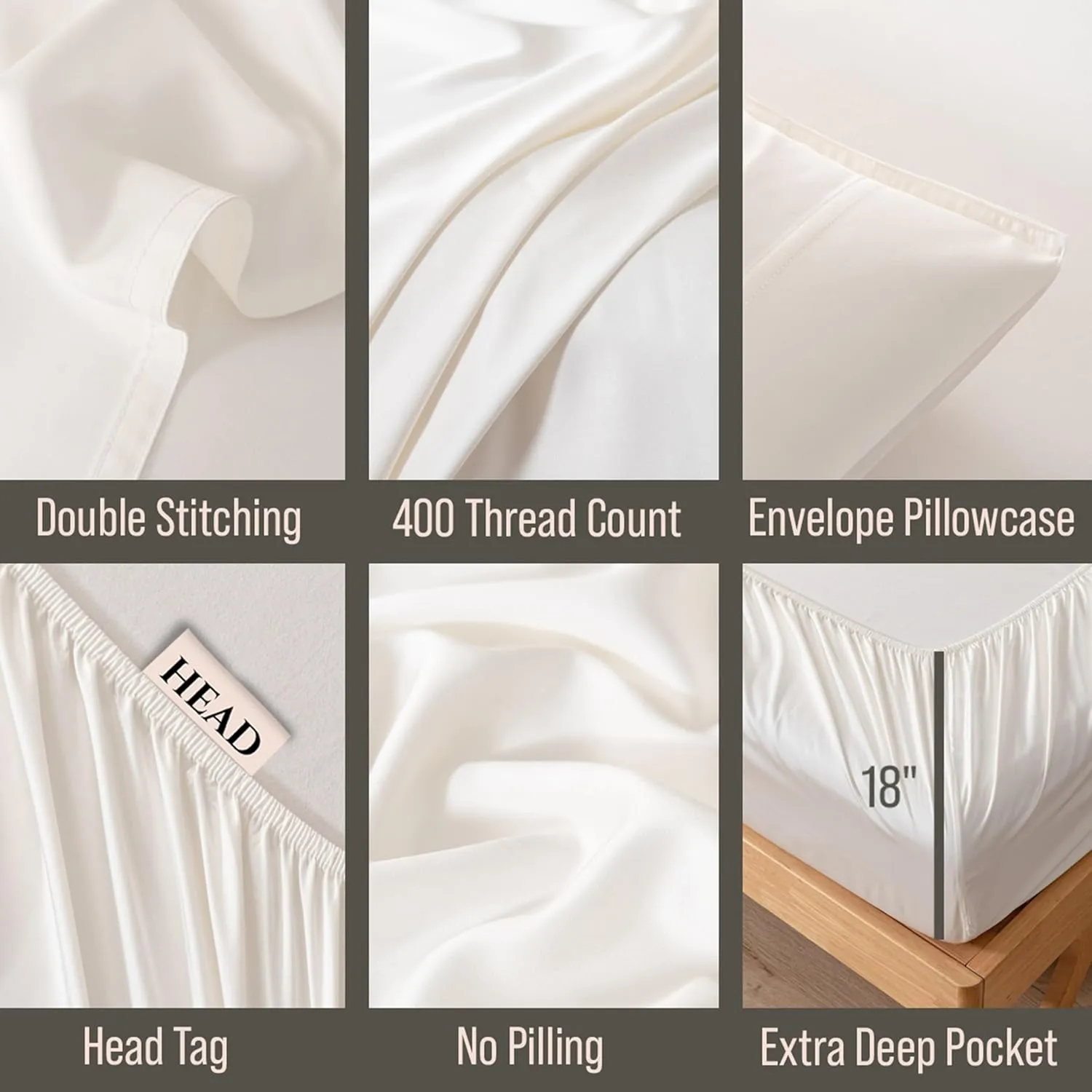 Bella Coterie Luxury Bamboo Viscose King Size Sheet Set | 100% Organically Grown | Ultra Soft | Cooling for Hot Sleepers | 18" Deep Pocket [Ivory]