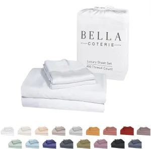 Bella Coterie Luxury Bamboo Viscose King Size Sheet Set | 100% Organically Grown | Ultra Soft | Cooling for Hot Sleepers | 18" Deep Pocket [White]