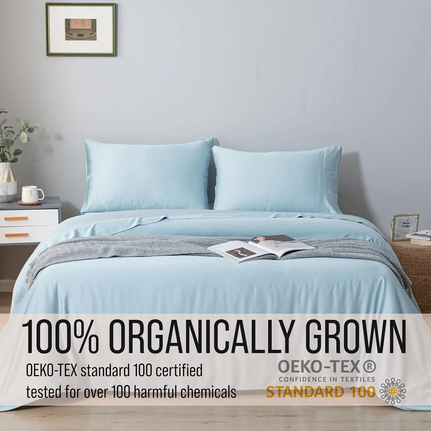 Bella Coterie Luxury Bamboo Viscose Queen Size Sheet Set | 100% Organically Grown | Ultra Soft | Cooling for Hot Sleepers | 18" Deep Pocket [Coastal Blue]