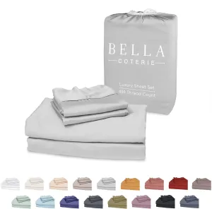 Bella Coterie Luxury Bamboo Viscose Queen Size Sheet Set | 100% Organically Grown | Ultra Soft | Cooling for Hot Sleepers | 18" Deep Pocket [Grey Mist]