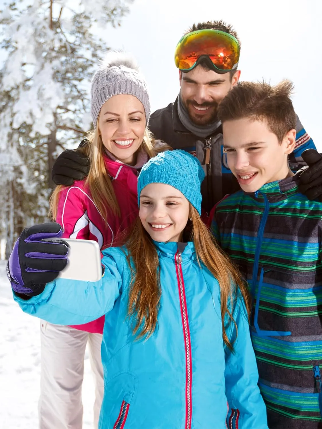 Bencailor 3 Pairs Kids Winter Gloves Waterproof Snow Ski Gloves Warm Windproof Adjustable Mittens for Boy Girl Outdoor