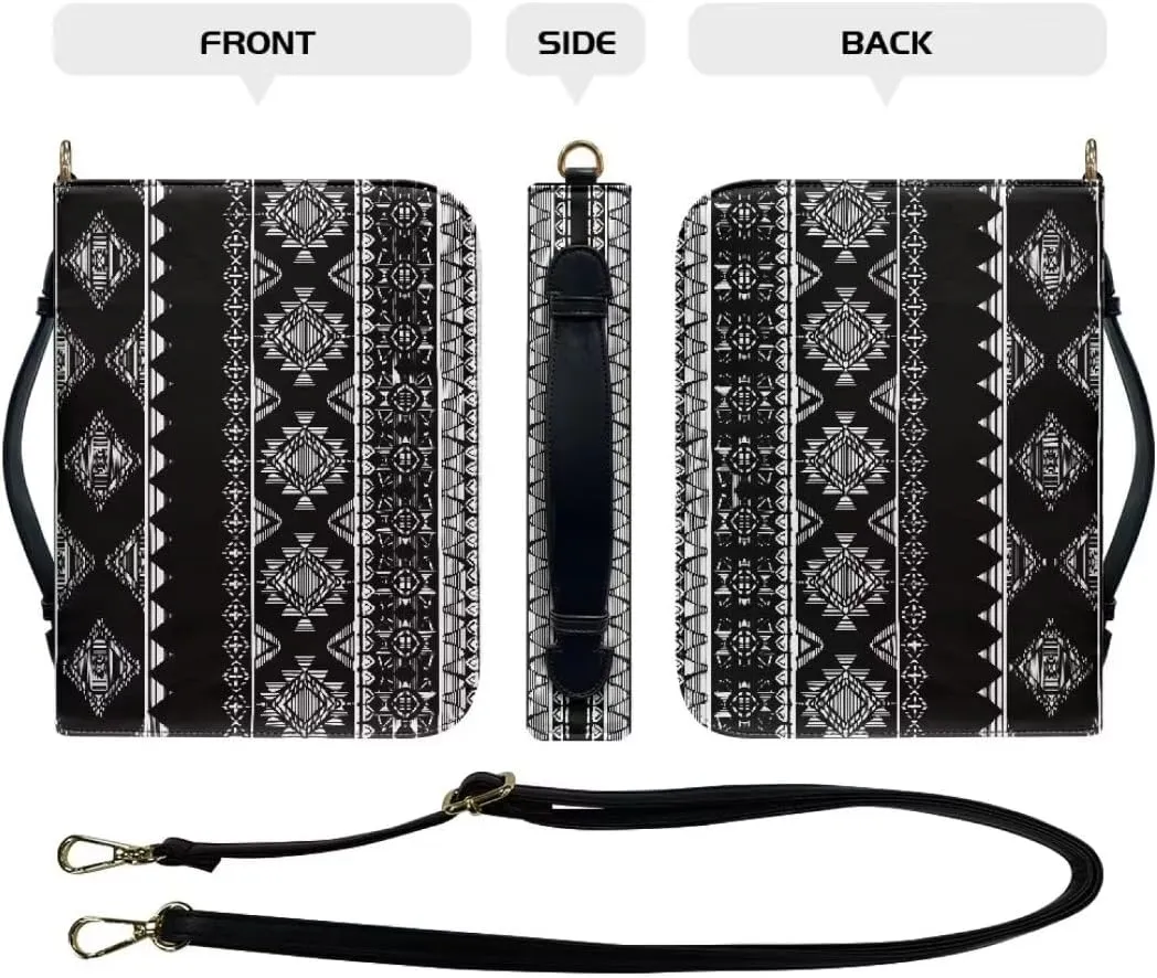 Bible Cover Case Leather Bible Coves Bible Covers Bible Carrying Case with Zipper Detachable Strap for Women Men
