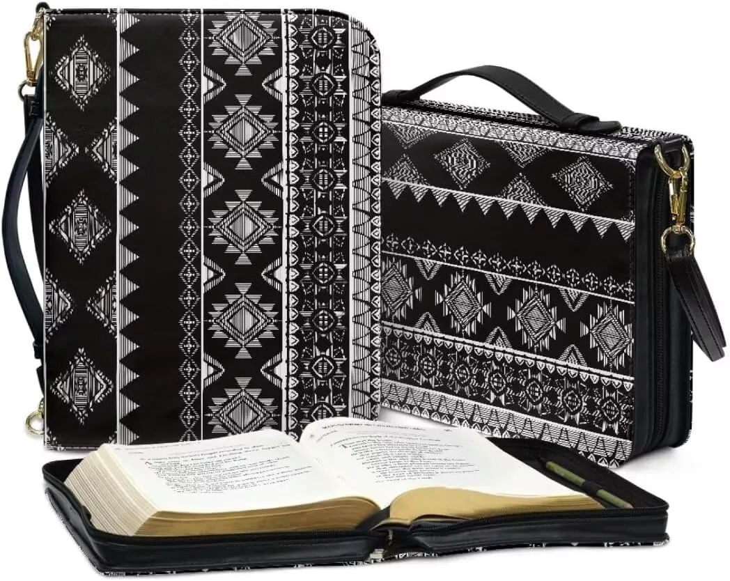 Bible Cover Case Leather Bible Coves Bible Covers Bible Carrying Case with Zipper Detachable Strap for Women Men