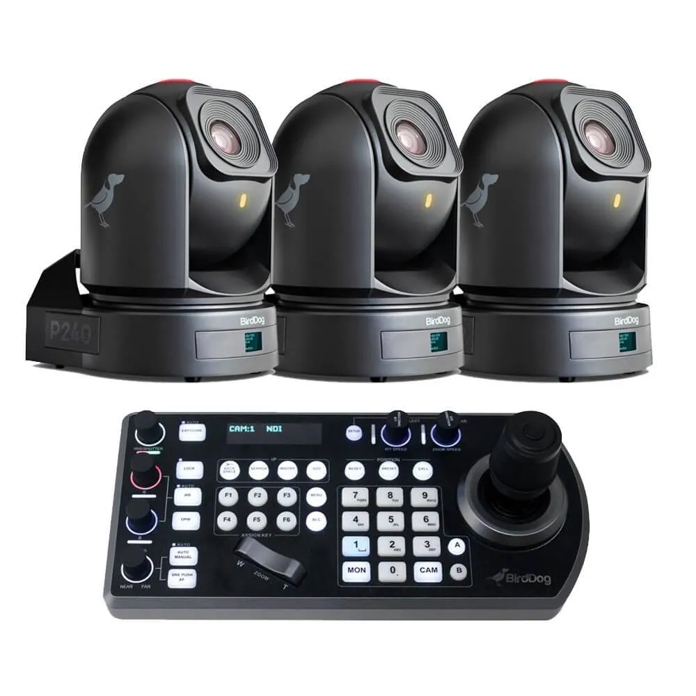 BirdDog P240 40X Full NDI PTZ 3-Camera Bundle (Black)