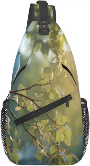 birds in birch tree print Crossbody bag, outdoor bag, casual bag, fashionable travel accessories fit everyone