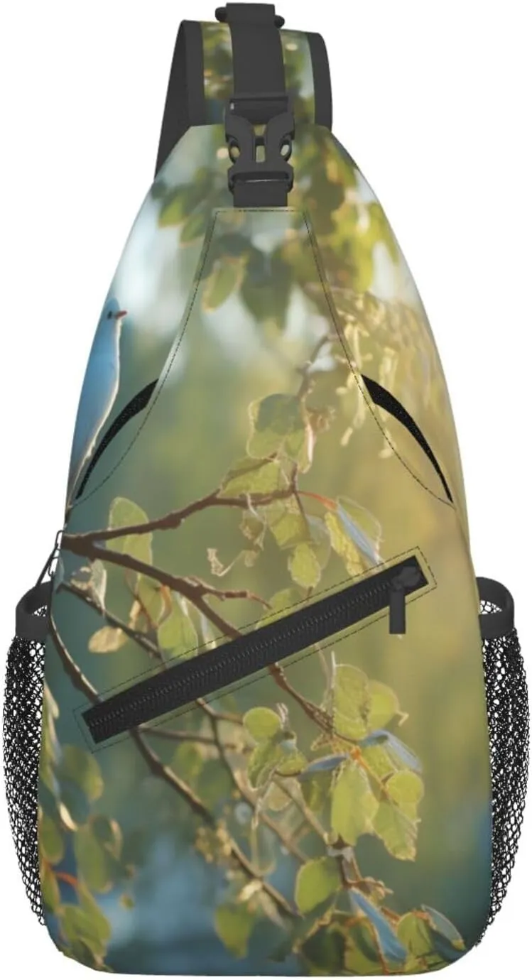 birds in birch tree print Crossbody bag, outdoor bag, casual bag, fashionable travel accessories fit everyone