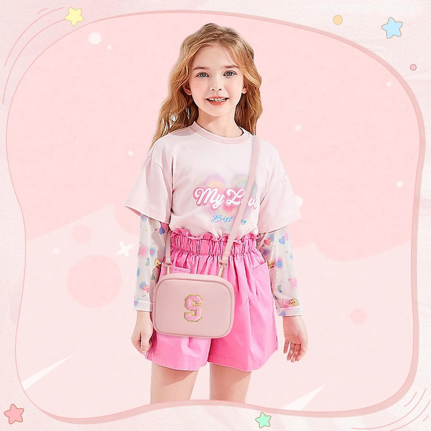 Birthday Gifts for 4 5 6 7 8 9 10 11 12 13 Year Old Girls Initial PU Leather Crossbody Bags for Girls