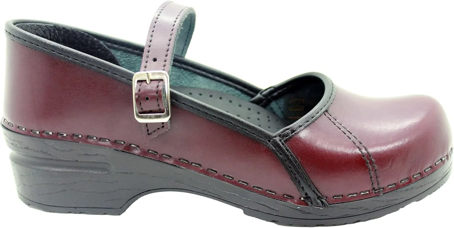 BJORK Swedish Comfort Women's Marcella Mary Jane Leather Clogs