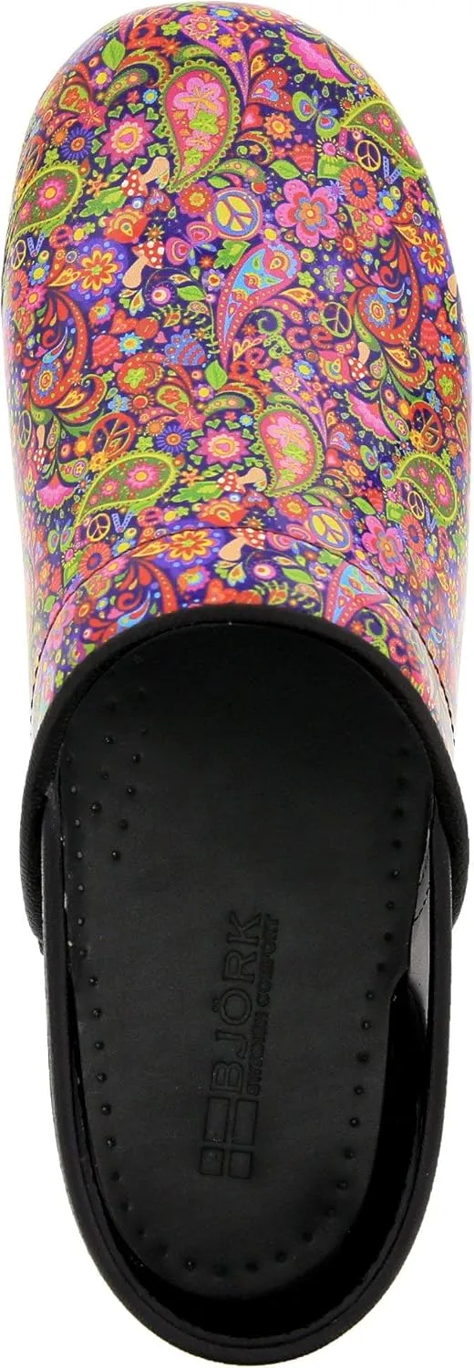 BJORK Swedish Comfort Women's Professional Printed Leather Clogs
