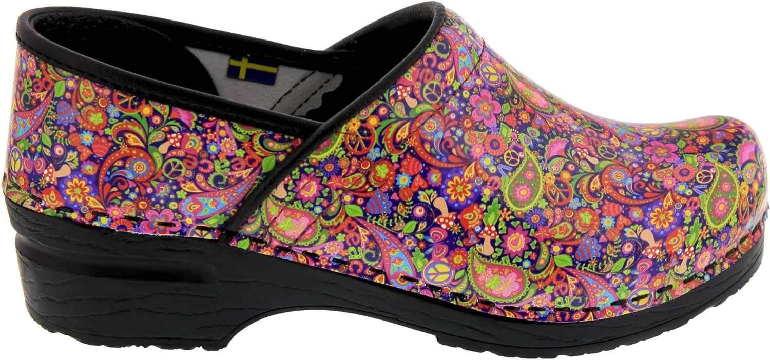 BJORK Swedish Comfort Women's Professional Printed Leather Clogs