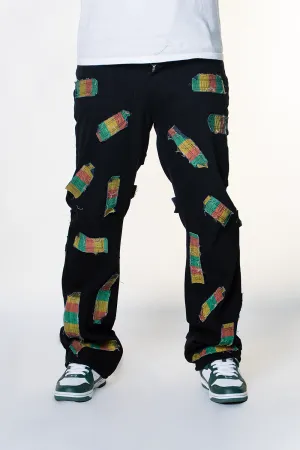 BLACK ALL OVER FRAYED PATCHWORK WATSON DENIM