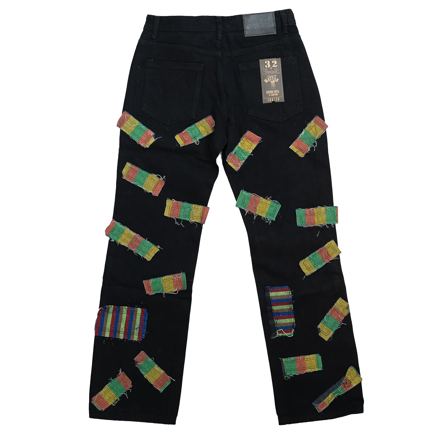 BLACK ALL OVER FRAYED PATCHWORK WATSON DENIM