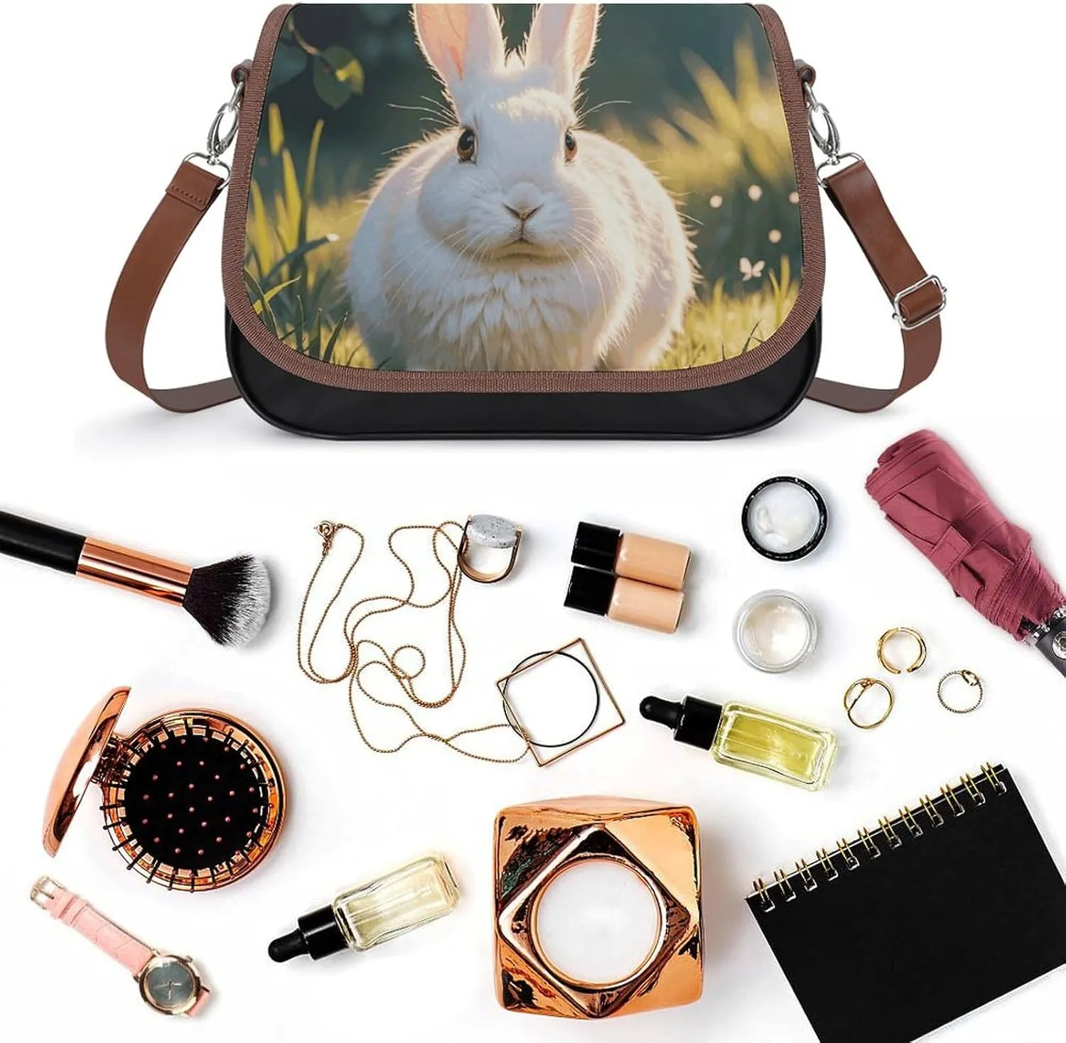 Black And White Cow Print Crossbody Bags for Women Travel Shoulder Bag Small Leather Cross Body Handbags