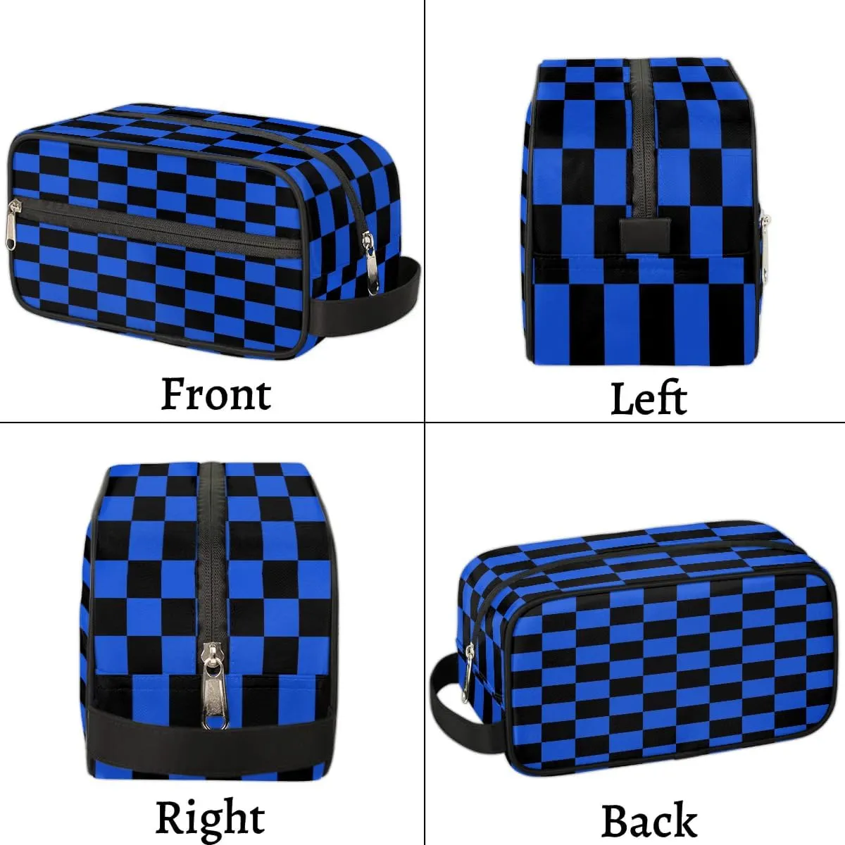 Black Blue Checkerboard Hanging Toiletry Bag,Travel Hygiene Kits for Boys Mens,Waterproof Makeup Carry-on Bags,Cosmetic Bag,TSA Approved Shave Dopp Kit for Toiletries Shower Bathroom Accessories Gifts