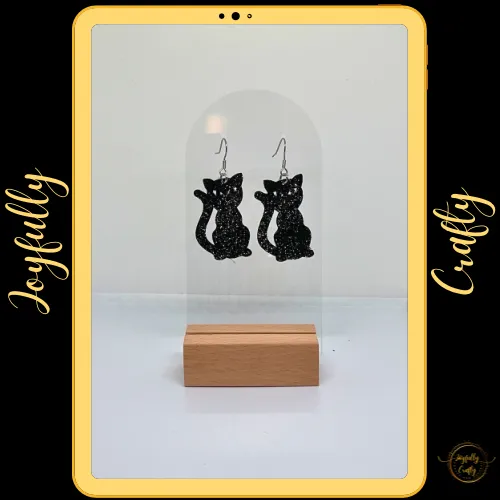 Black Cat  Faux Leather Earrings
