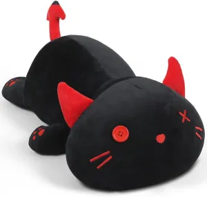 Black Cat Stuffed Animal, Cute Cat Plush Toy Pillow Soft Cat Stuffed Animal Kawaii Plushie Toy 30CM/11.8Inch
