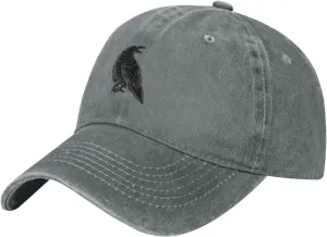 Black Raven Trucker Hat for Men Women Denim Baseball Cap Dad Hat Golf Hats