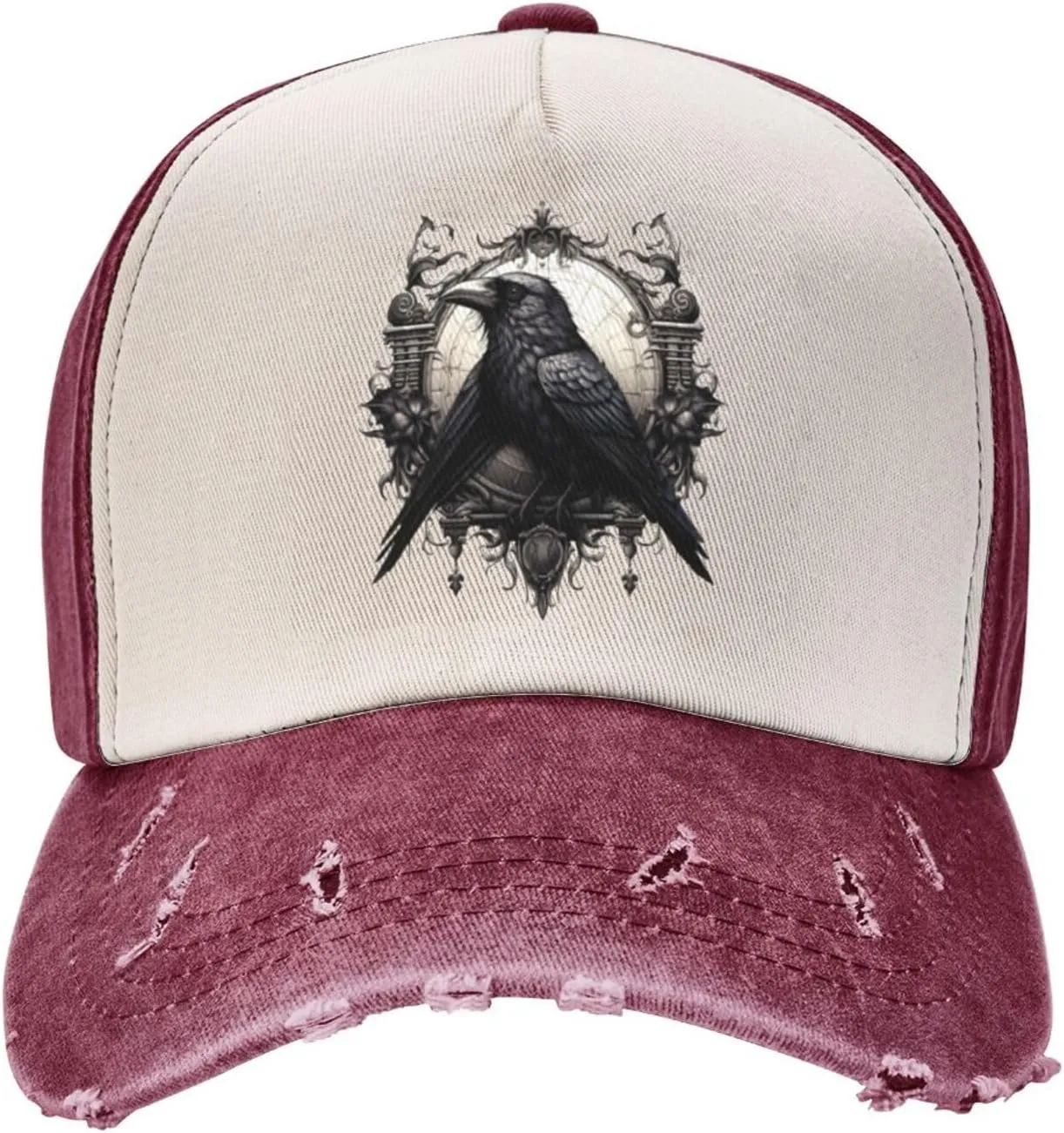 Black Raven Vintage Denim Dad Hat - Premium Contrast Baseball Cap