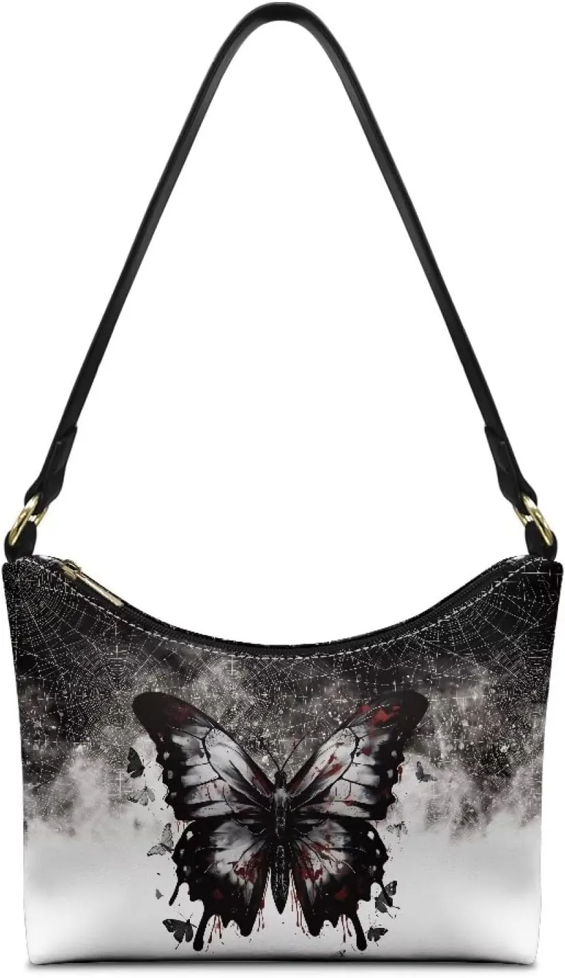 BLeather Underarm Bag for Women Shoulder Handbag with Zipper Fashion Travel Purse